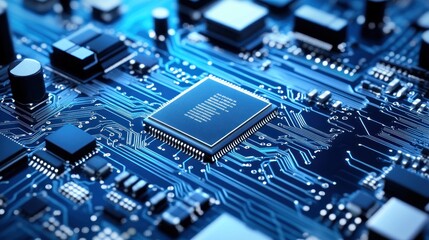 Aufkleber - Closeup Of A Microchip On A Circuit Board