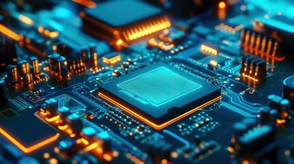 Poster - Illuminated Central Processing Unit on Circuit Board