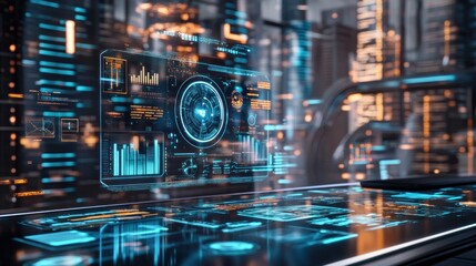 Poster - Futuristic Interface Displays Data Analytics And System Monitoring