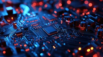 Aufkleber - Illuminated Circuit Board Detailed Closeup View