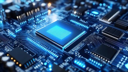 Aufkleber - Illuminated Central Processing Unit On Circuit Board