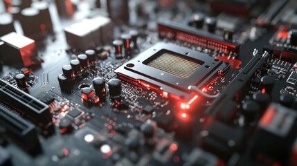 Aufkleber - Computer Motherboard Closeup Showing Central Processing Unit