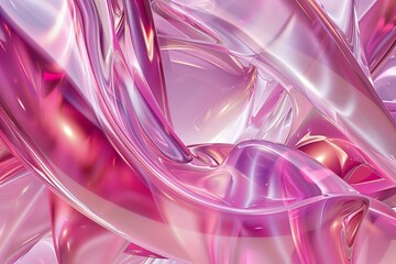 Aufkleber - Abstract pink material forming wavy and glossy shapes, creating a beautiful and elegant design