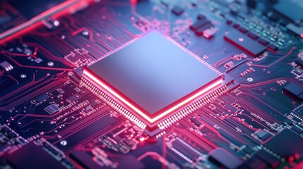 Poster - Illuminated Central Processing Unit on Circuit Board