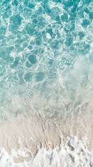 Poster - Crystal clear turquoise water gently lapping on a pristine white sandy beach creates a serene and idyllic summer vacation scene, perfect for backgrounds and travel related projects