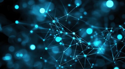 Poster - Abstract Network Blue Glowing Points Connected Lines