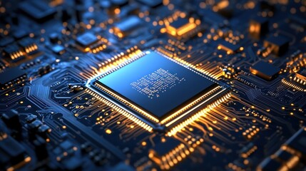 Poster - Illuminated Central Processing Unit on Circuit Board