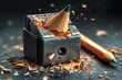 © Harsha - A pencil sharpener with a pencil and pencil shavings.