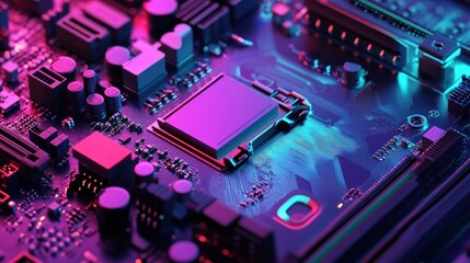 Aufkleber - Illuminated Computer Motherboard Central Processing Unit
