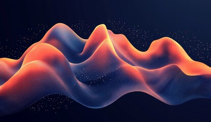 Poster - Abstract nanostructures and future technologies. Information funnel. Global network. Polygonal light grid. 3D portal illustration with minimal depth of field