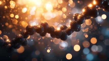 Poster - DNA helix. Innovative technologies revolutionize human genome research. Stock essential for future medicine. 3D illustration shows a DNA molecule intertwined with a nanotech network