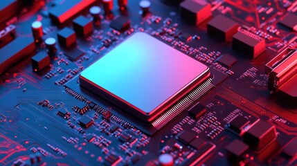 Poster - Illuminated Central Processing Unit On Circuit Board