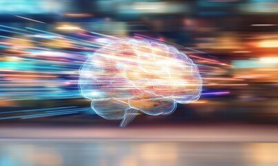 Poster - Electrical impulse. Stock Data Analysts. Future processor. Quantum CPU in the nanotech computer network. 3D illustration of digital cyberspace with abstract neural network