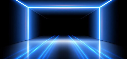 Poster - Quantum flow of information. Strings and beams of digital stream. CPU, processor, and data cycle. Tension, heat, work overload. Neon stream 3D illustration
