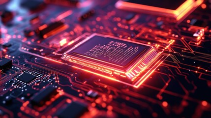 Poster - Illuminated Central Processing Unit On Circuit Board