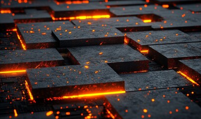 Fototapete - A tiled cyber architecture with nanotechnologies embedded in processors and computer circuits