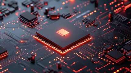 Poster - Illuminated Central Processing Unit on Circuit Board