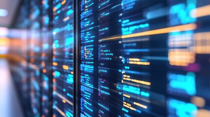 Poster - Server Racks Displaying Lines Of Blue Code
