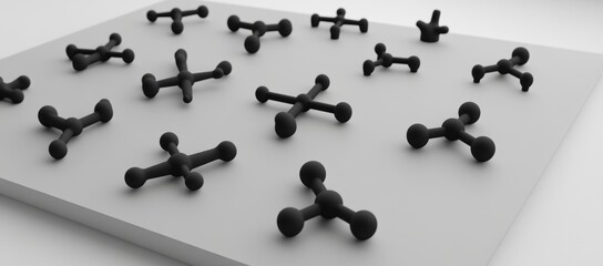 Poster - Scientific advancements and the investigation of molecular structures. Innovations in high technology and modern science, depicted in 3D illustration