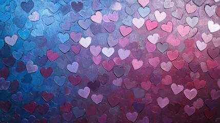 Aufkleber - Romantic background showing many small hearts in shades of purple and blue, creating a dreamy and lovely atmosphere perfect for valentine's day, mother's day or spring celebrations