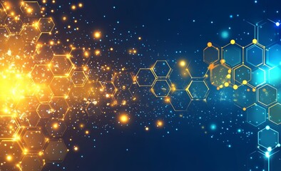 Poster - Molecule. Cutting-edge technology shaping genetic engineering. Leap in molecular synthesis research. 3D rendering on a futuristic stage