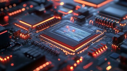Poster - Illuminated Central Processing Unit On Circuit Board