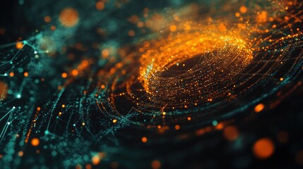 Poster - Abstract swirling light patterns in teal and orange