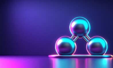 Poster - Abstract molecule model featured in scientific research of molecular chemistry, illustrated in a 3D format on a pearl blue backdrop