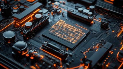 Poster - Illuminated Computer Motherboard Central Processing Unit