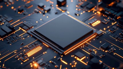 Poster - Illuminated Central Processing Unit On Circuit Board