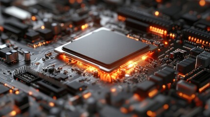 Aufkleber - Illuminated Central Processing Unit On Circuit Board