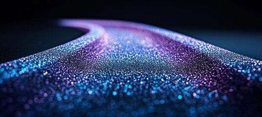 Poster - 3D illustration of abstract nanofibers with twisted lines and light dots, symbolizing neuro impulses in a digital flow