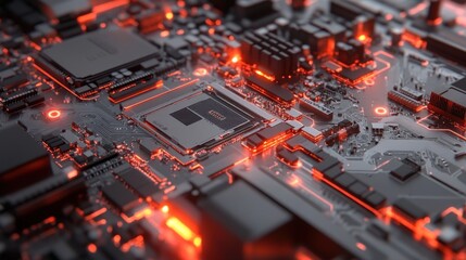 Poster - Illuminated Computer Motherboard Central Processing Unit