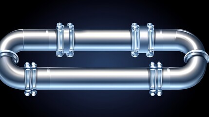 Poster - Global information flows, big data analytics. A continuous stream of digital signals orbiting the central processing unit. 3D depiction of a CPU illuminated with neon
