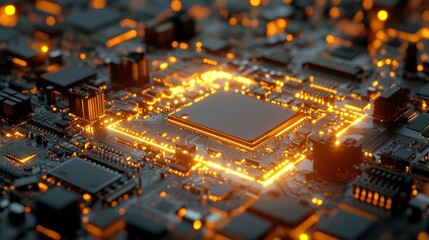 Poster - Illuminated Central Processing Unit on Circuit Board