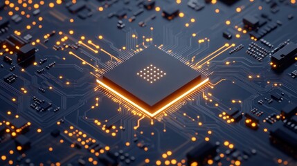 Aufkleber - Illuminated Central Processing Unit On Circuit Board
