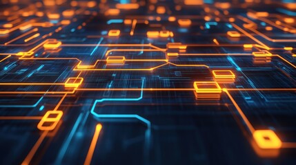 Poster - Abstract glowing circuit board digital technology