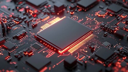 Aufkleber - Illuminated Central Processing Unit On Circuit Board