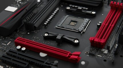 Aufkleber - Computer Motherboard Close Up Showing CPU Socket and RAM Slots
