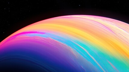 Poster - Abstract Cosmic Planet Rainbow Hues Space Art