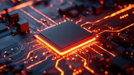 Poster - Illuminated Central Processing Unit On Circuit Board