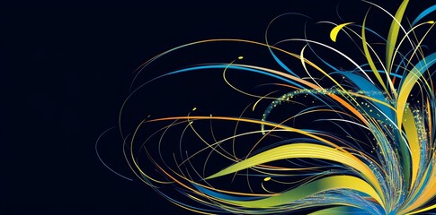 Poster - Data flow and information security protocols. Big data insights. Stocks and mental states. Visualization of intertwined neural network streams. 3D rendering of entwined coded neural network flows