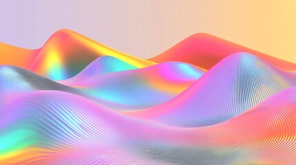 Poster - Interconnected strings in a big data environment. 3D depiction of wavy cyberspace