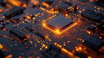 Poster - Illuminated Central Processing Unit on Circuit Board