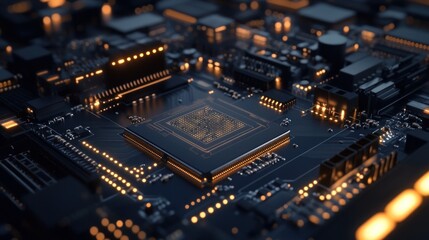 Aufkleber - Illuminated Central Processing Unit On Motherboard