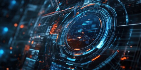 Poster - Vivid abstract patterns of illuminated circuitry create a complex visual representation of technology, emphasizing connectivity and data flow in a modern context