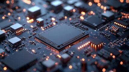 Poster - Illuminated Central Processing Unit On Circuit Board