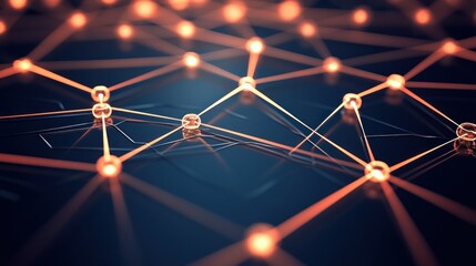 Poster - Illuminated Network Nodes Connected By Lines