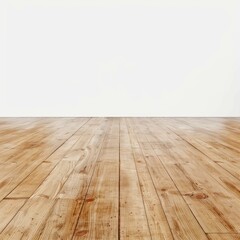Poster - Light brown wooden floorboards meet a blank white wall in an empty room, creating a simple and versatile background