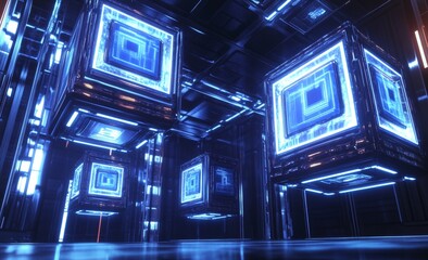 Poster - Depicted in a 3D illustration on a technological backdrop
